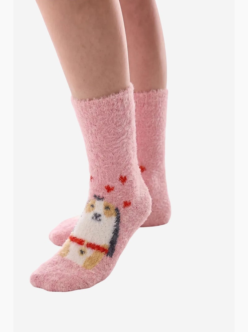 Cuteness chaussettes à motif chien penti Rose - Kiabi