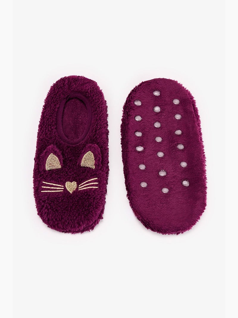 Cuteness chaussettes-pantoufles à motif chat penti Rouge bordeaux - Kiabi