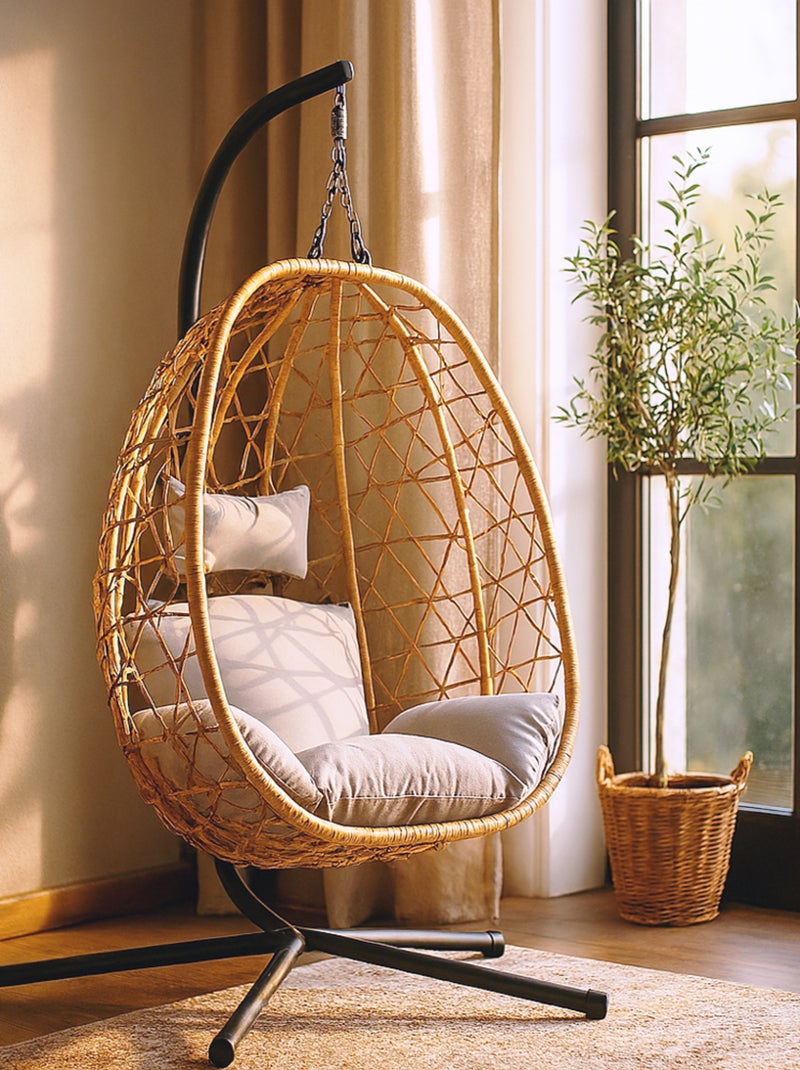 CUZCO - Fauteuil suspendu effet rotin Marron - Kiabi