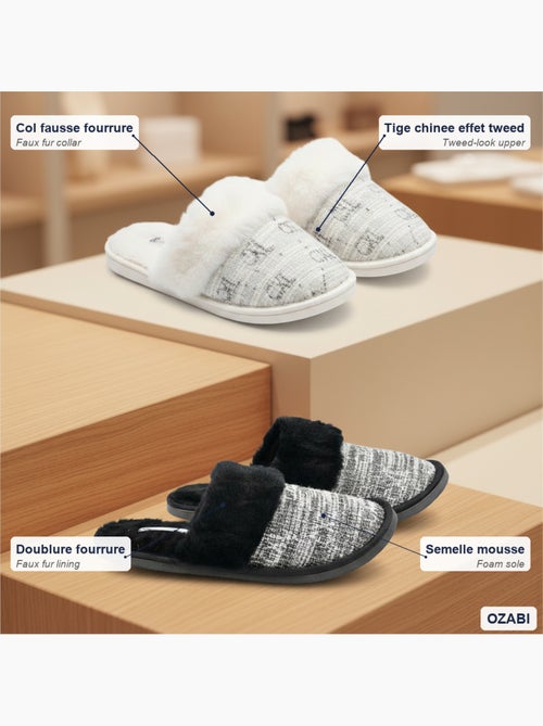CXL by Christian Lacroix Pantoufles Mules Femme Col Fourrure Pack 2 Paires - Kiabi