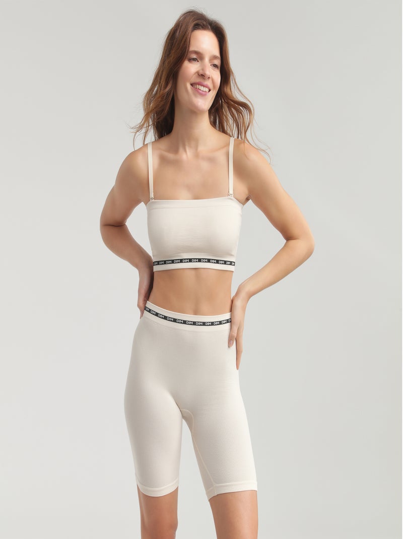 Cycliste en microfibre côtelée Icons Seamless Blanc cassé - Kiabi