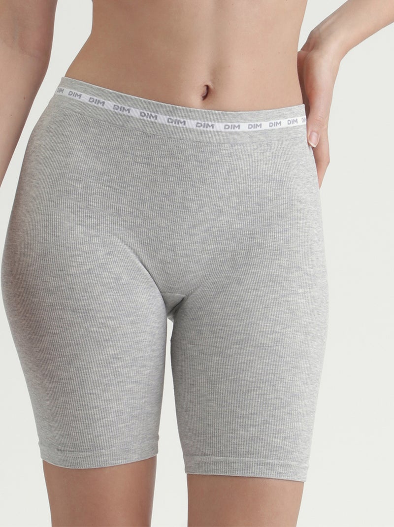 Cycliste en microfibre côtelée Icons Seamless Gris chiné - Kiabi