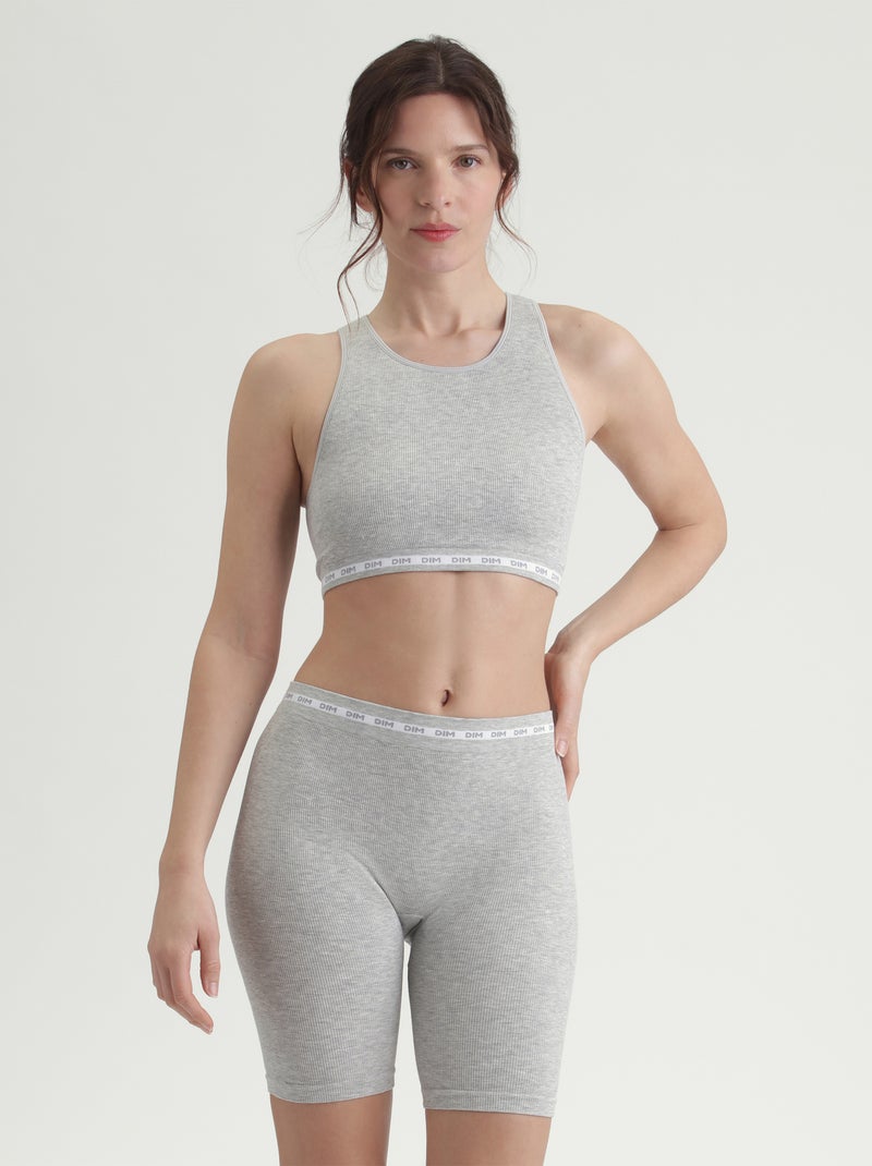 Cycliste en microfibre côtelée Icons Seamless Gris chiné - Kiabi