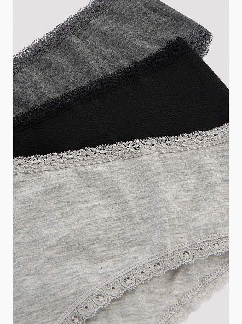 Daily lace cotton lot de 3 hipster penti Noir - Kiabi