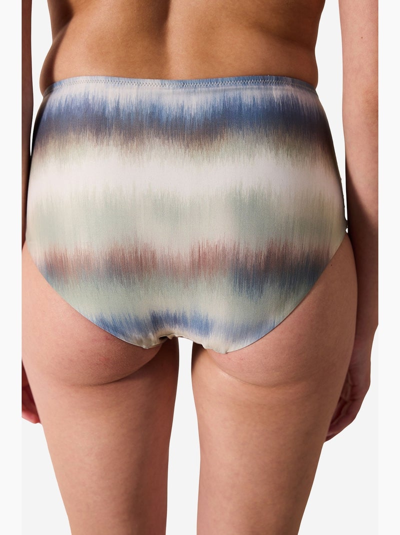 Dalia bas de bikini taille haute froncé penti Bleu Blanc - Kiabi