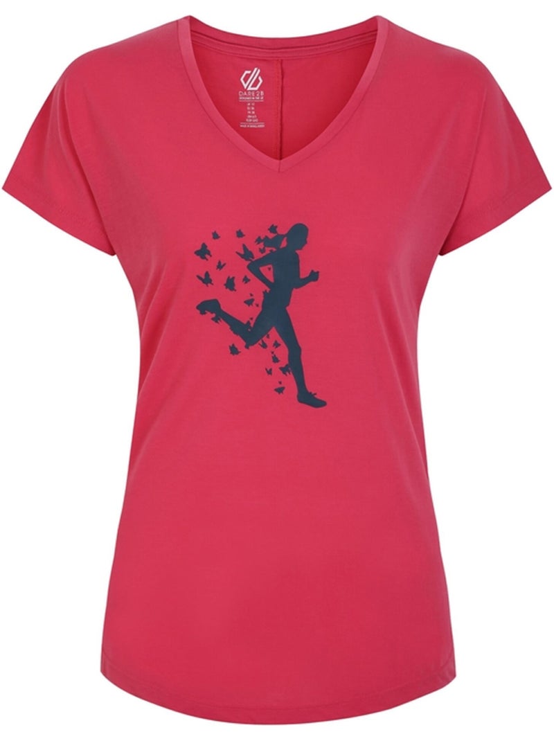 Dare 2B - T-shirt col V motif/style course à pied CALM Rose fushia - Kiabi