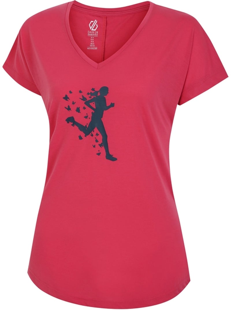 Dare 2B - T-shirt col V motif/style course à pied CALM Rose fushia - Kiabi