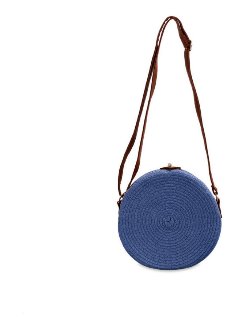 DARI BALI - SAC BALINAIS PAILLE DAX  22 cm Bleu marine - Kiabi