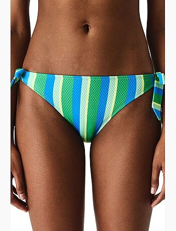Davina bas de bikini rayé texturé taille mi-haute penti