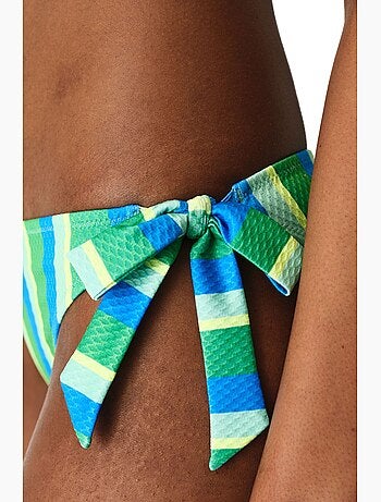 Davina bas de bikini rayé texturé taille mi-haute penti