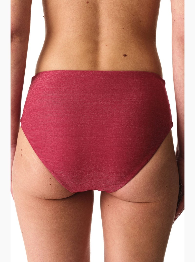 Dayana bas de bikini froncé à taille haute, effet brillant penti Rouge bordeaux - Kiabi
