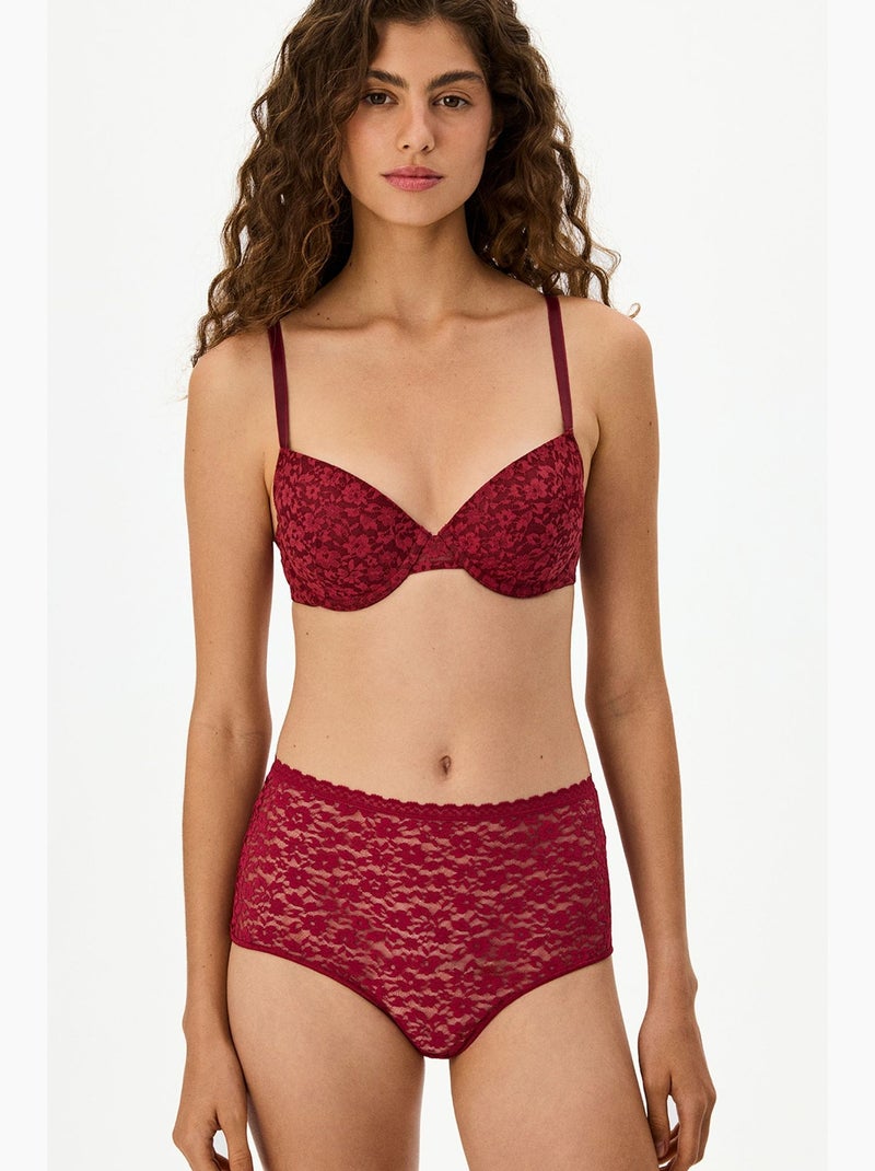 Daylift soutien-gorge en dentelle à fleurs, rembourré penti Rouge bordeaux - Kiabi