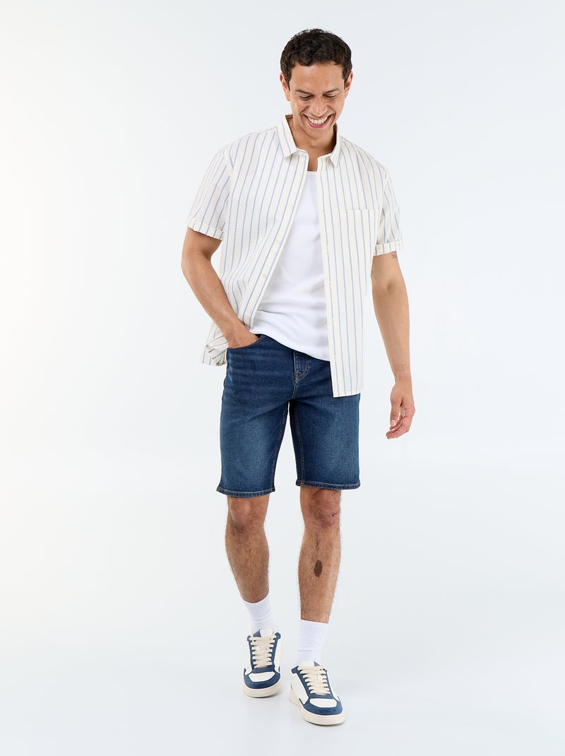 D?bardeur uni en maille c?tel?e Blanc - Kiabi