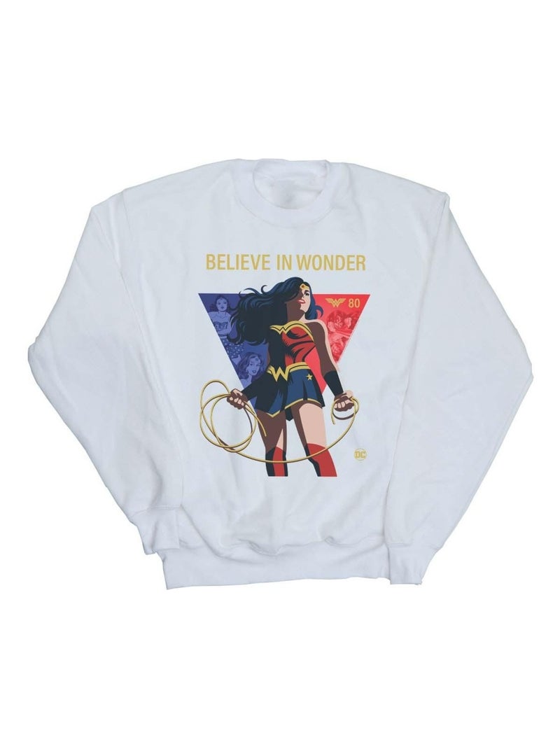 DC Comics - Sweat 80TH ANNIVERSARY BELIEVE IN WONDER Blanc - Kiabi