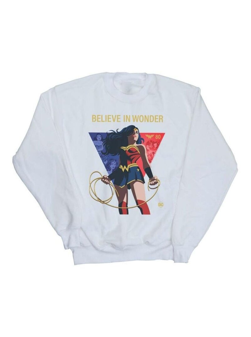 DC Comics - Sweat 80TH ANNIVERSARY BELIEVE IN WONDER Blanc - Kiabi