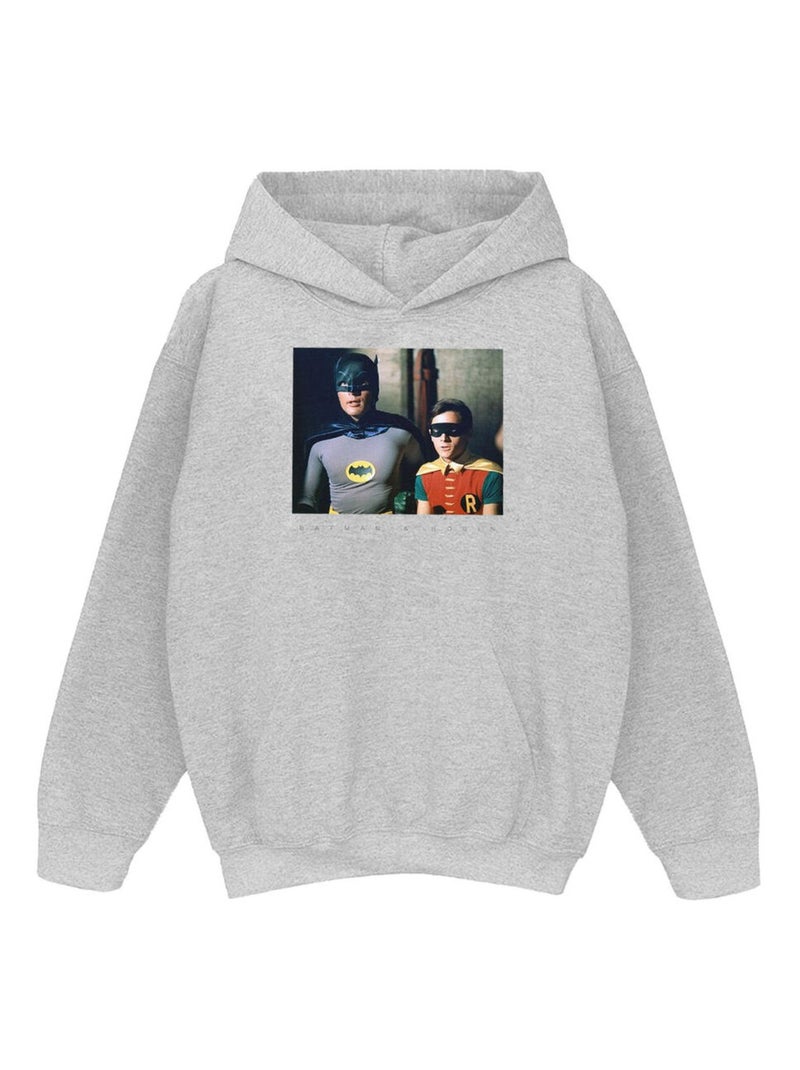 DC Comics - Sweat à capuche BATMAN TV SERIES DYNAMIC DUO Gris chiné - Kiabi