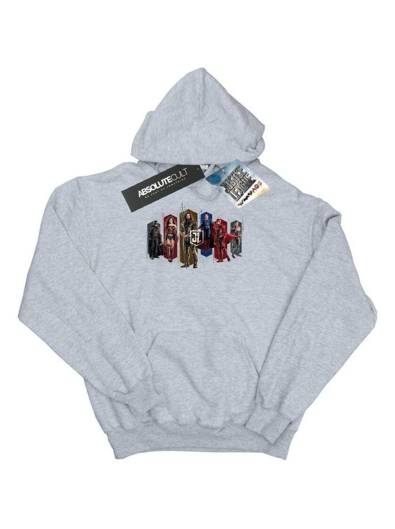 DC Comics - Sweat à capuche La Ligue des Justiciers Gris chiné - Kiabi