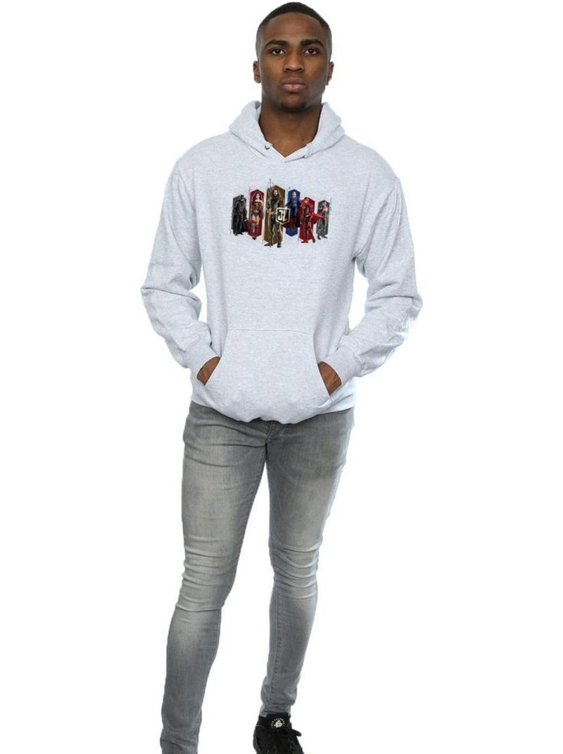 DC Comics - Sweat à capuche La Ligue des Justiciers Gris chiné - Kiabi