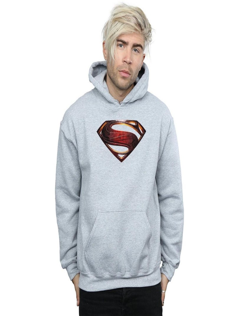 DC Comics - Sweat à capuche La Ligue des Justiciers Gris chiné - Kiabi