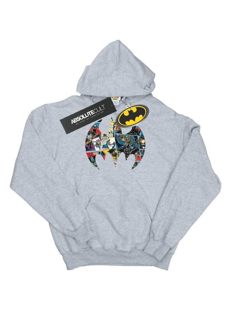 DC Comics - Sweat à capuche motif Batman style bande dessinée Gris chiné - Kiabi
