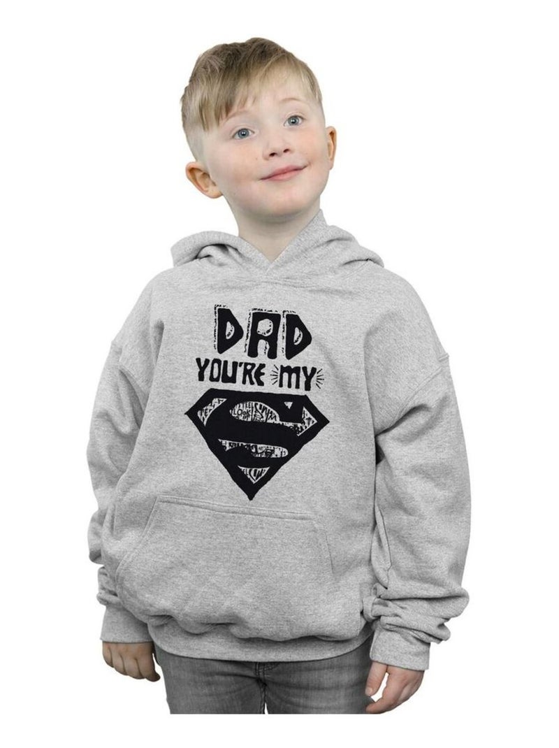 DC Comics - Sweat à capuche SUPER DAD Gris chiné - Kiabi