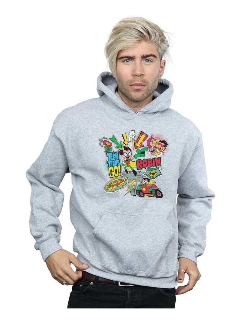 DC Comics - Sweat à capuche TEEN TITANS GO Gris chiné - Kiabi