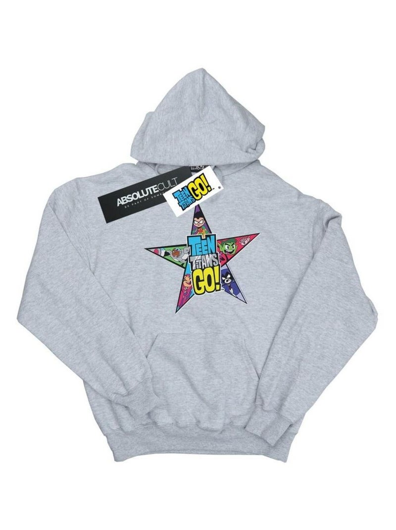 DC Comics - Sweat à capuche Teen Titans Go! Gris chiné - Kiabi