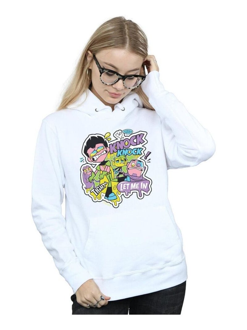 DC Comics - Sweat à capuche Teen Titans Go! KNOCK KNOCK Blanc - Kiabi