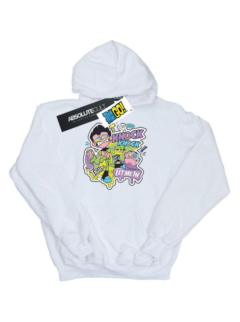 DC Comics - Sweat à capuche TEEN TITANS GO KNOCK KNOCK Blanc - Kiabi