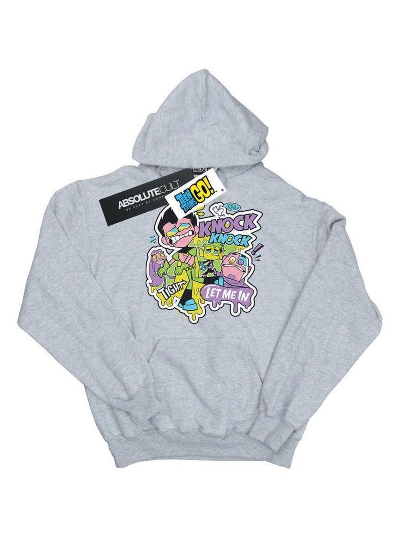 DC Comics - Sweat à capuche Teen Titans Go! KNOCK KNOCK Gris chiné - Kiabi