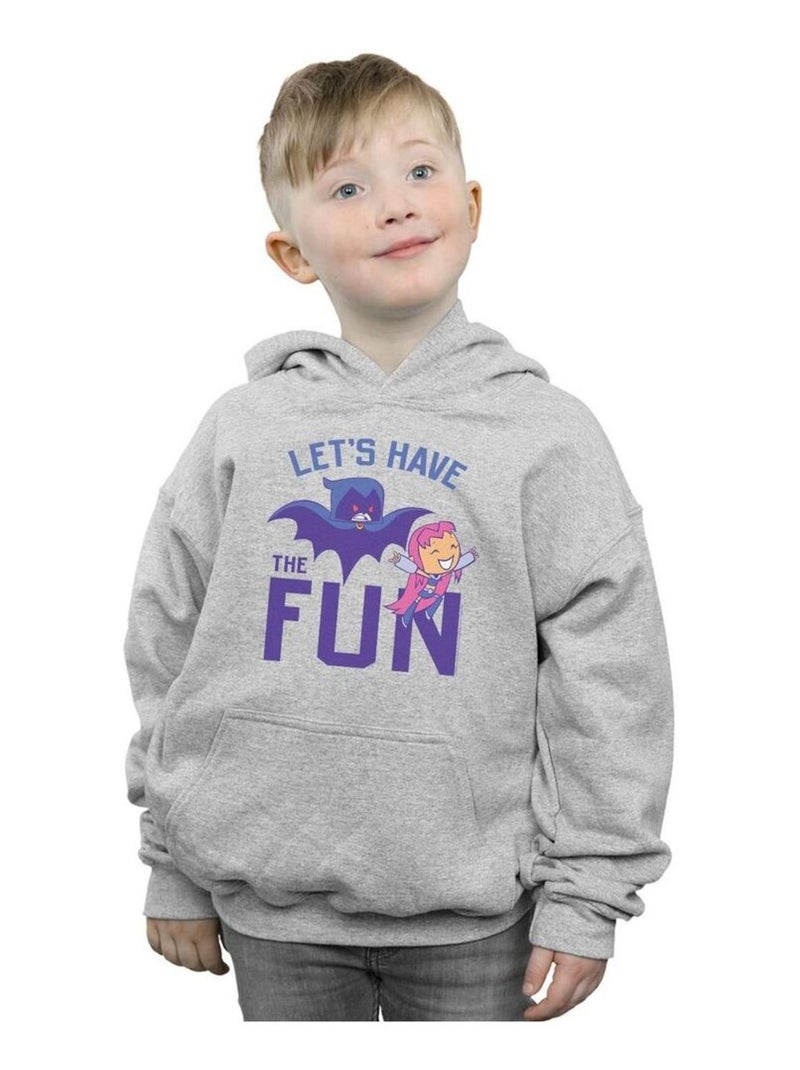 DC Comics - Sweat à capuche TEEN TITANS GO LET'S HAVE THE FUN Gris chiné - Kiabi