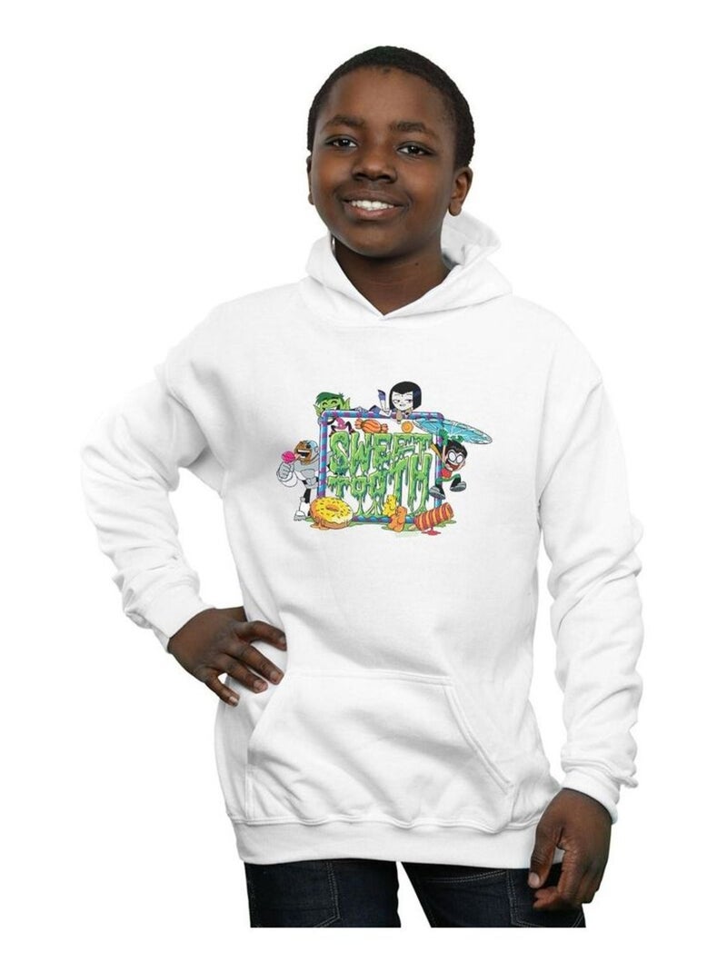 DC Comics - Sweat à capuche TEEN TITANS GO SWEET TOOTH Blanc - Kiabi