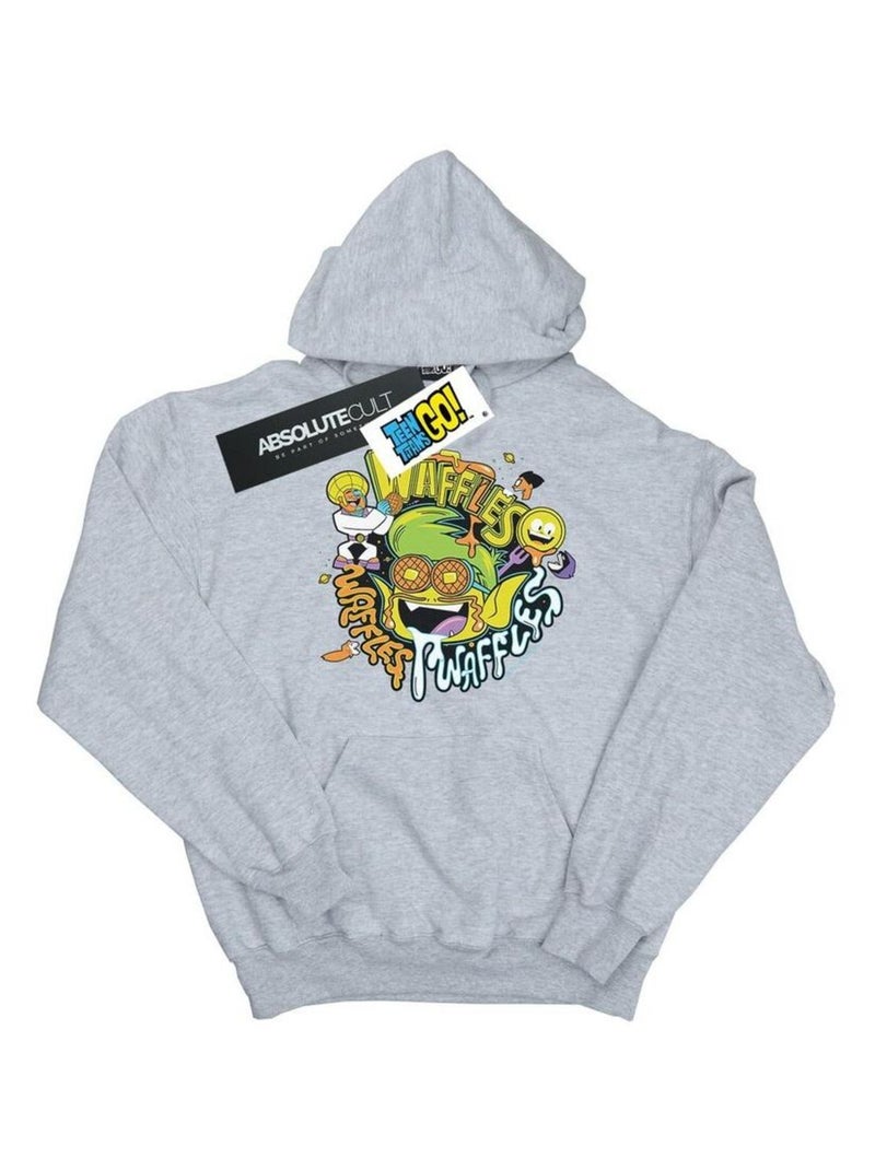 DC Comics - Sweat à capuche TEEN TITANS GO WAFFLE MANIA Gris chiné - Kiabi
