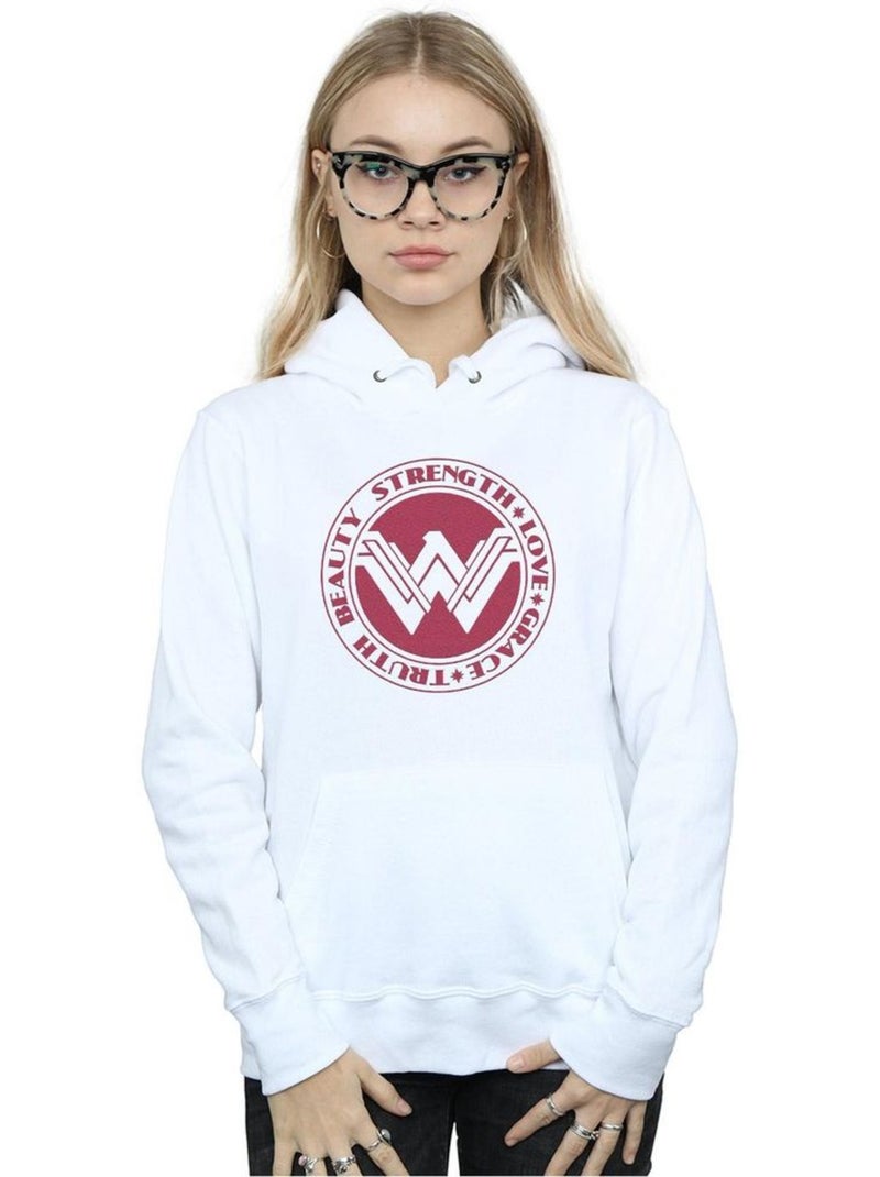 DC Comics - Sweat ? capuche BEAUTY STRENGTH LOVE Blanc - Kiabi