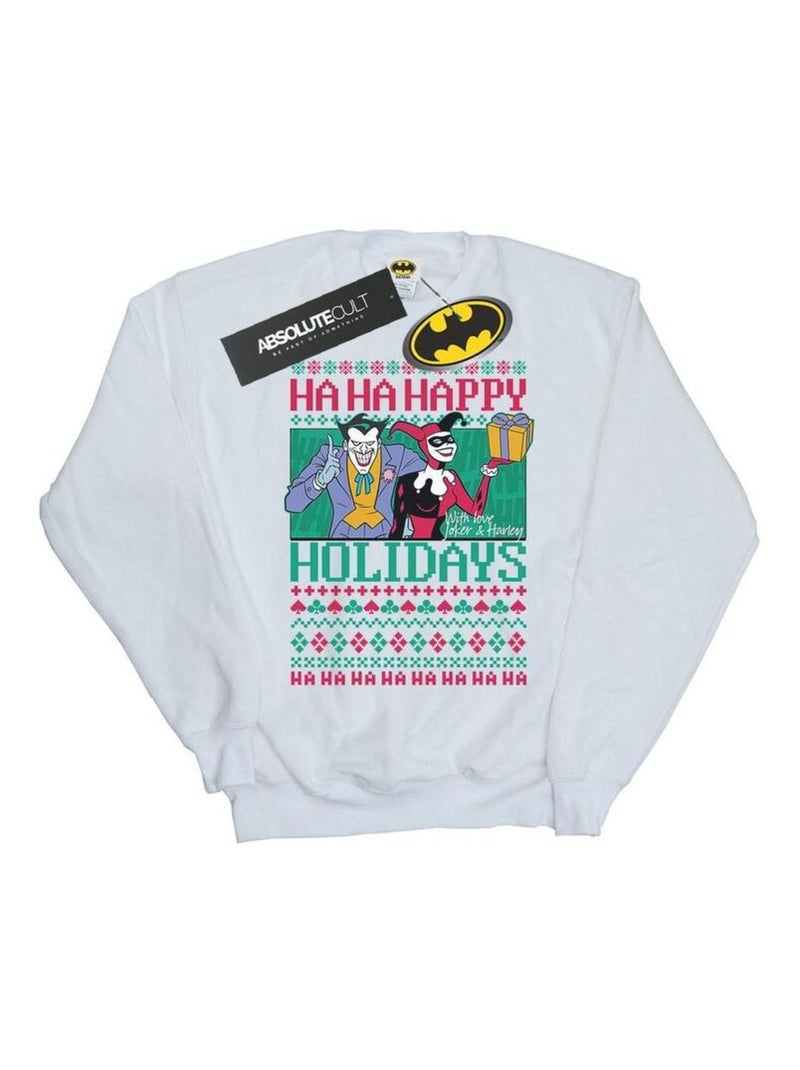 DC Comics - Sweat HA HA HAPPY HOLIDAYS Blanc - Kiabi