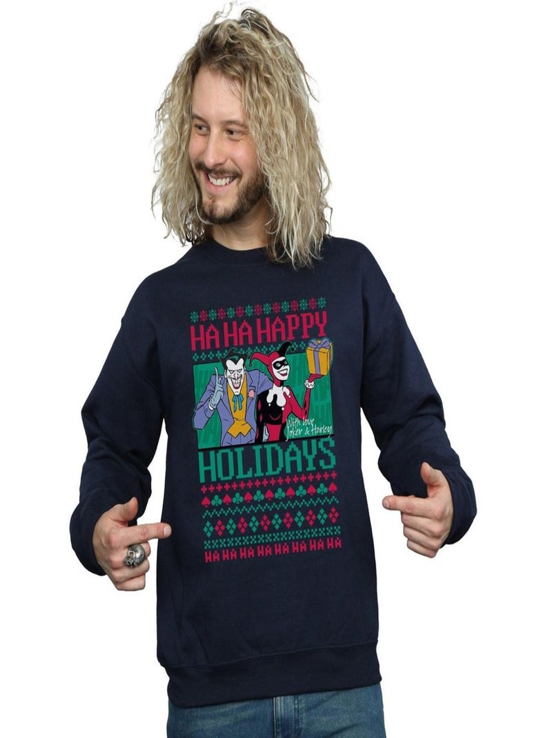 DC Comics - Sweat HA HA HAPPY HOLIDAYS Bleu marine - Kiabi