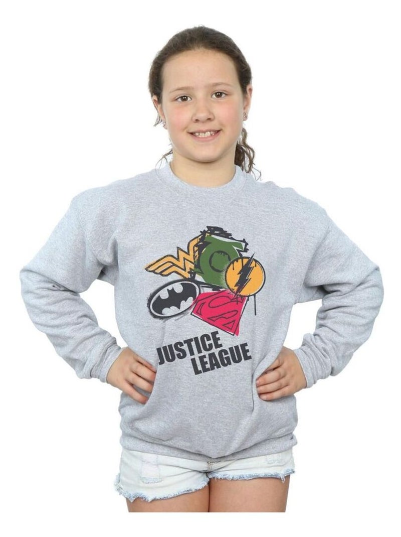 DC Comics - Sweat JUSTICE LEAGUE Gris chiné - Kiabi
