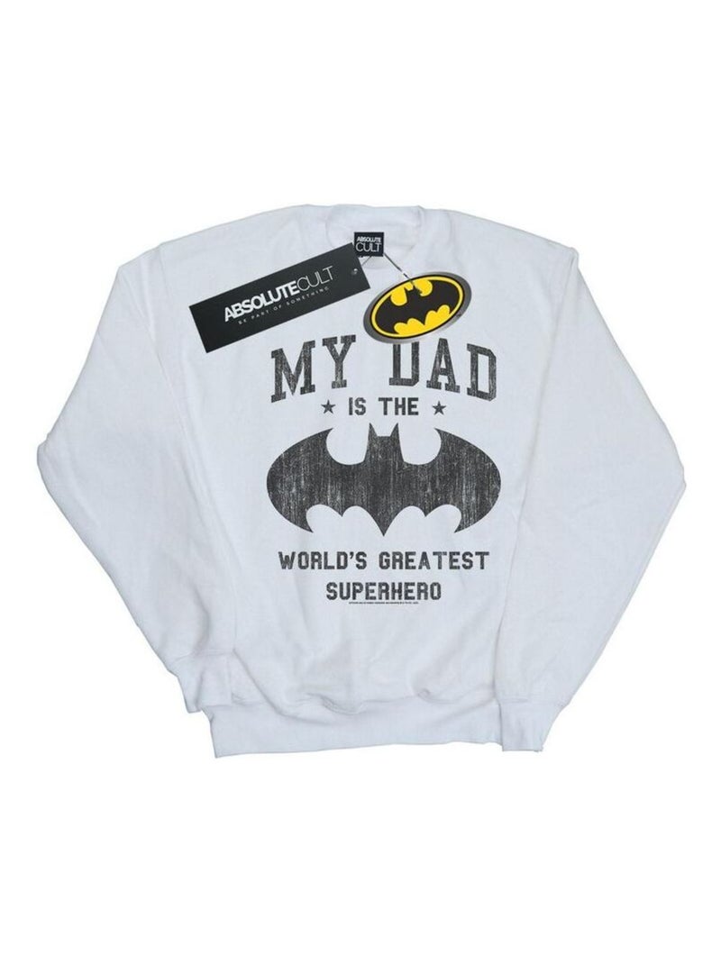 DC Comics - Sweat MY DAD IS BATMAN Blanc - Kiabi
