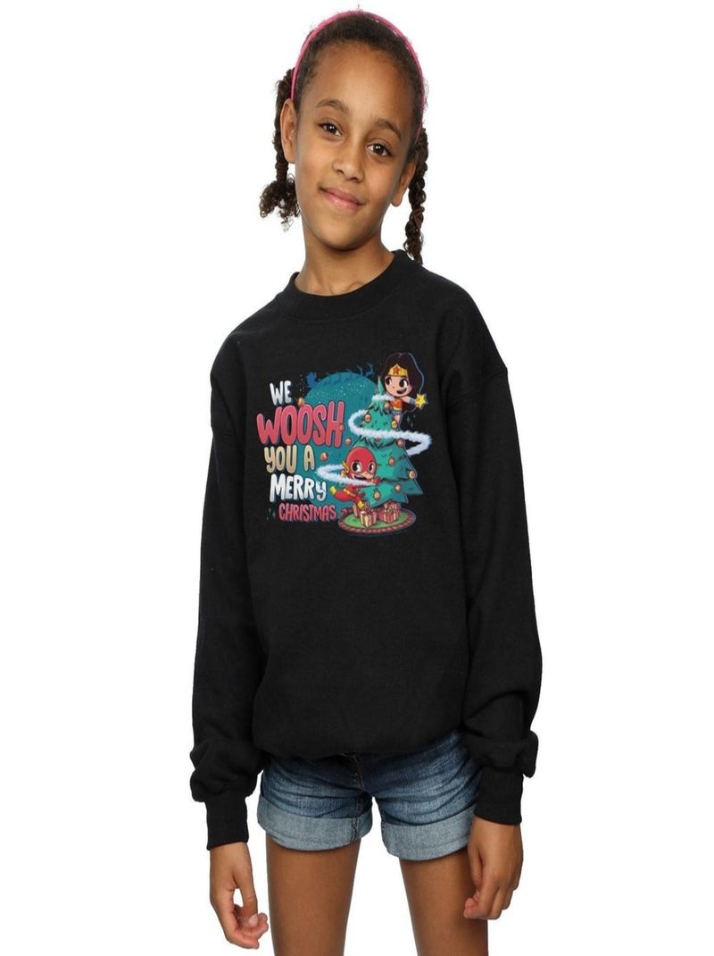 DC Comics - Sweat SUPER FRIENDS WE WHOOSH YOU A MERRY CHRISTMAS Noir - Kiabi