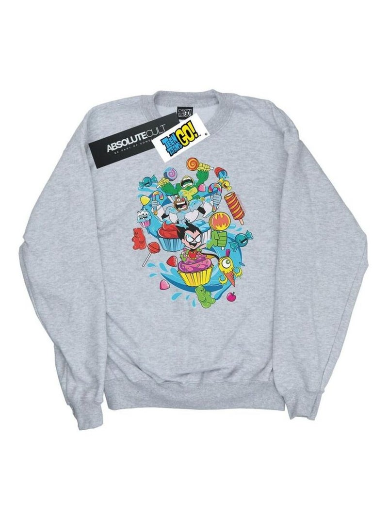 DC Comics - Sweat TEEN TITANS GO CANDY MANIA Gris chiné - Kiabi