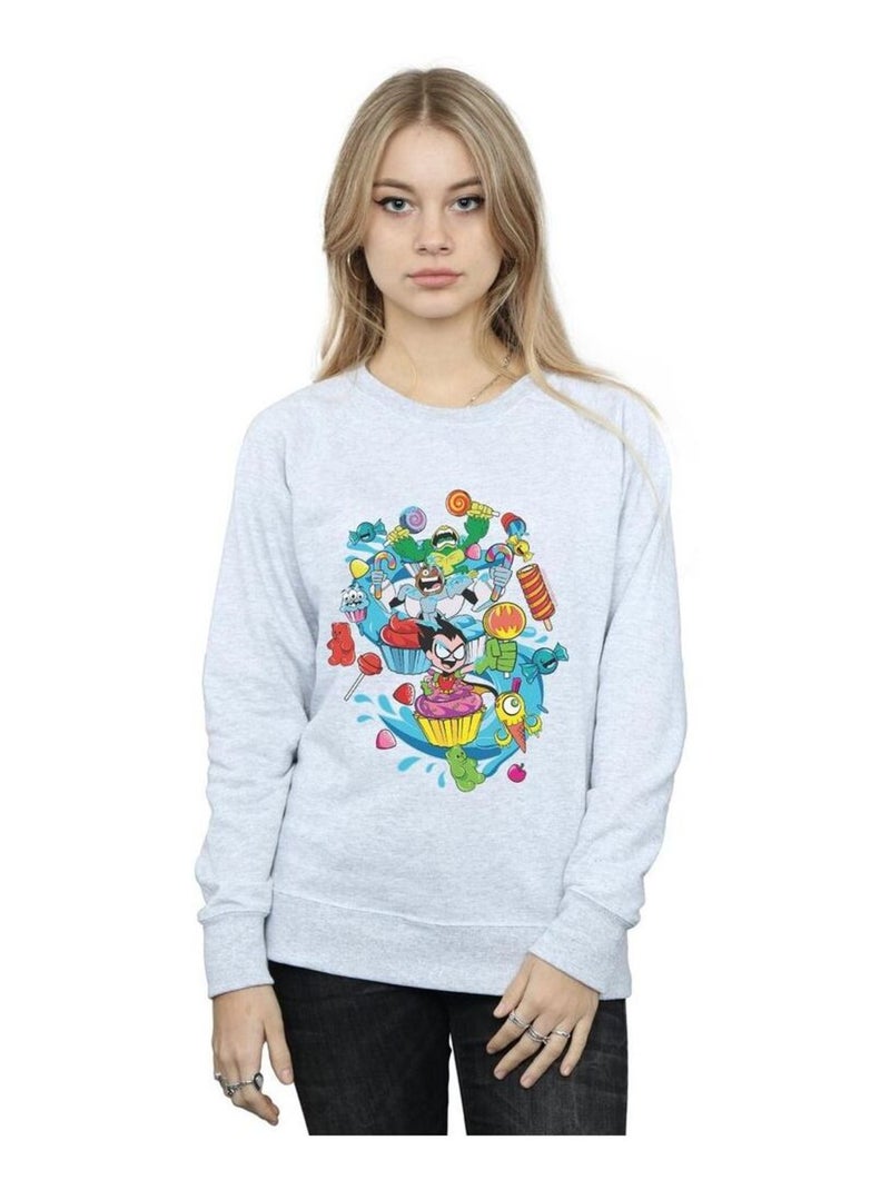 DC Comics - Sweat TEEN TITANS GO CANDY MANIA Gris chiné - Kiabi