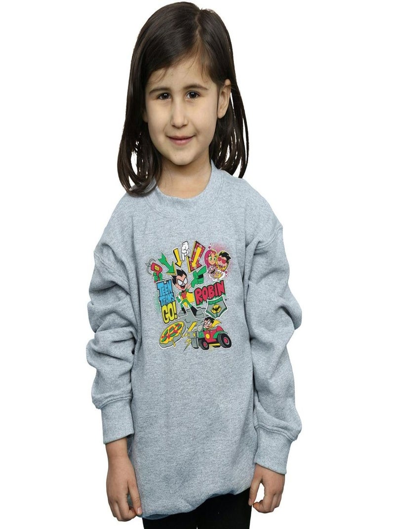 DC Comics - Sweat TEEN TITANS GO Gris chiné - Kiabi