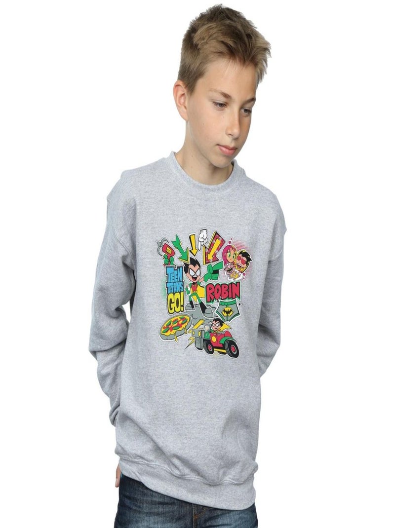DC Comics - Sweat TEEN TITANS GO Gris chiné - Kiabi