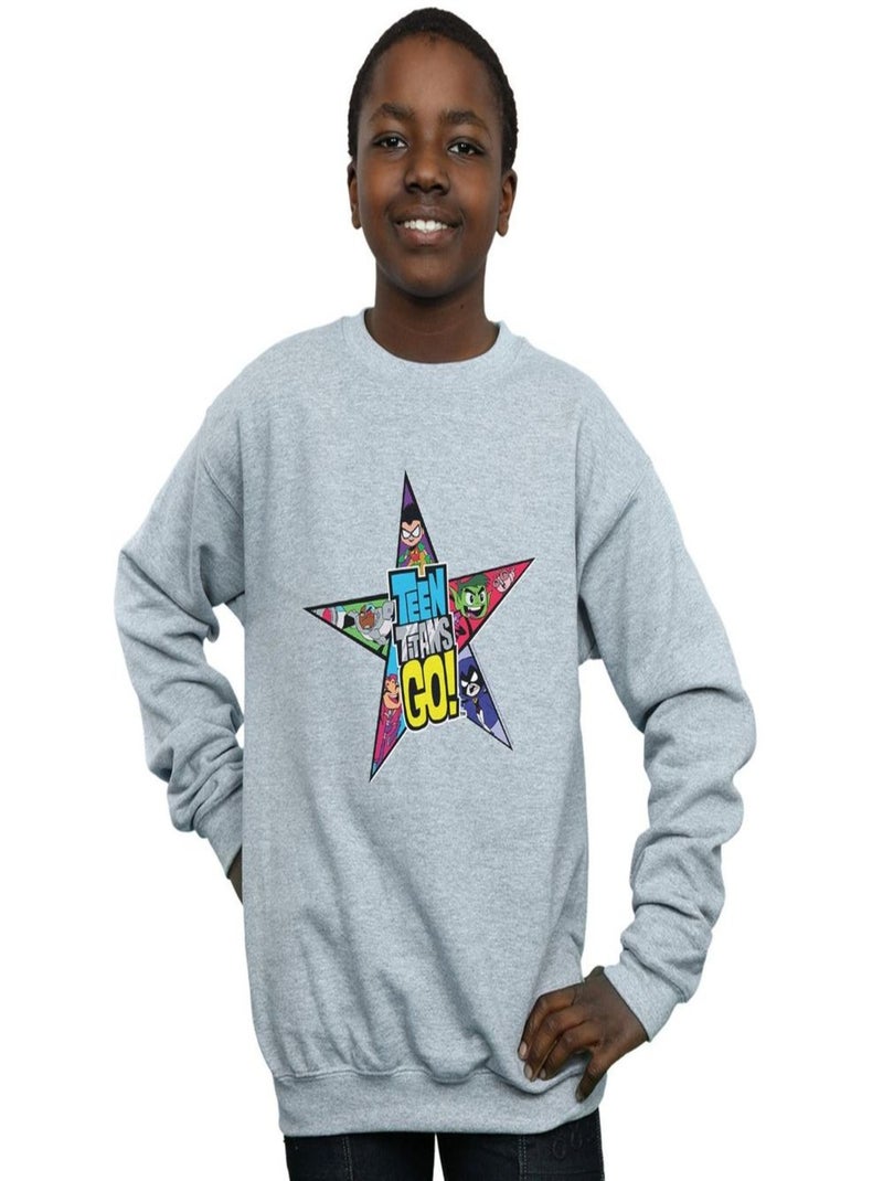DC Comics - Sweat TEEN TITANS GO Gris chiné - Kiabi