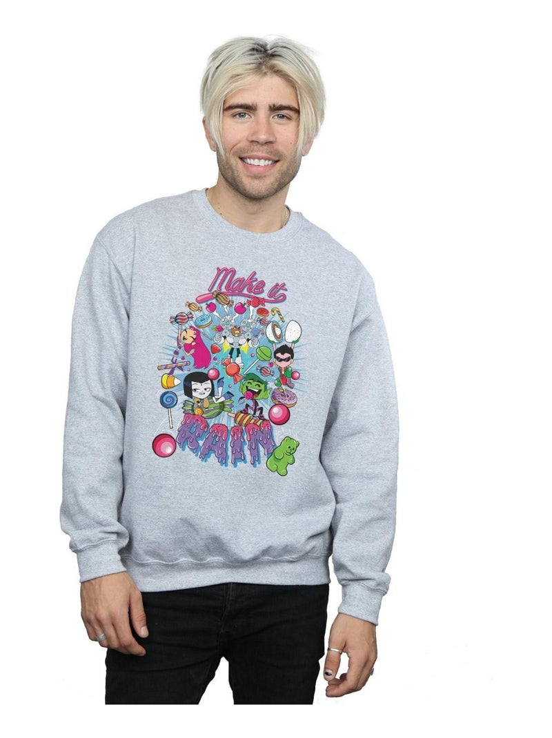 DC Comics - Sweat TEEN TITANS GO MAKE IT RAIN Gris chiné - Kiabi