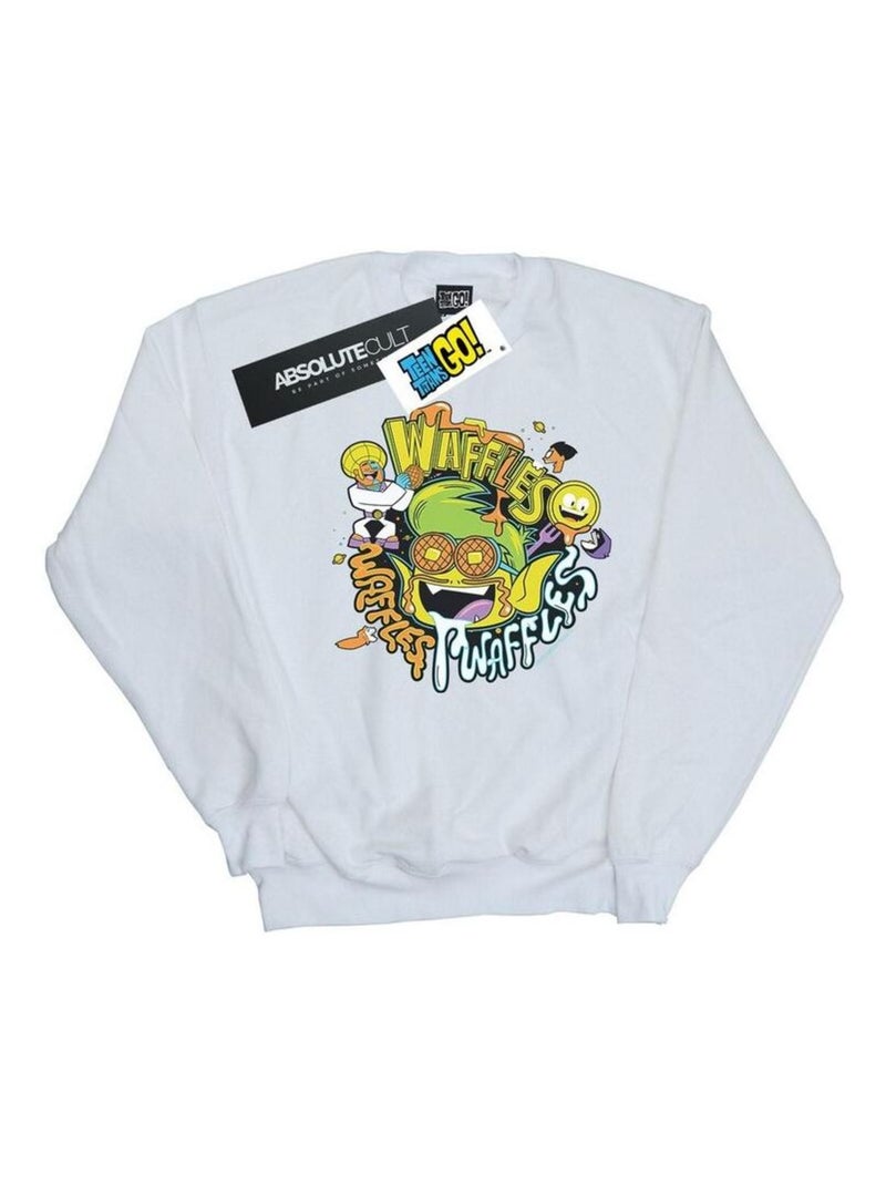 DC Comics - Sweat TEEN TITANS GO WAFFLE MANIA Blanc - Kiabi
