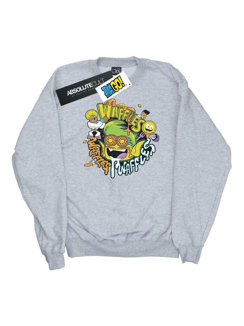 DC Comics - Sweat TEEN TITANS GO WAFFLE MANIA Gris chiné - Kiabi