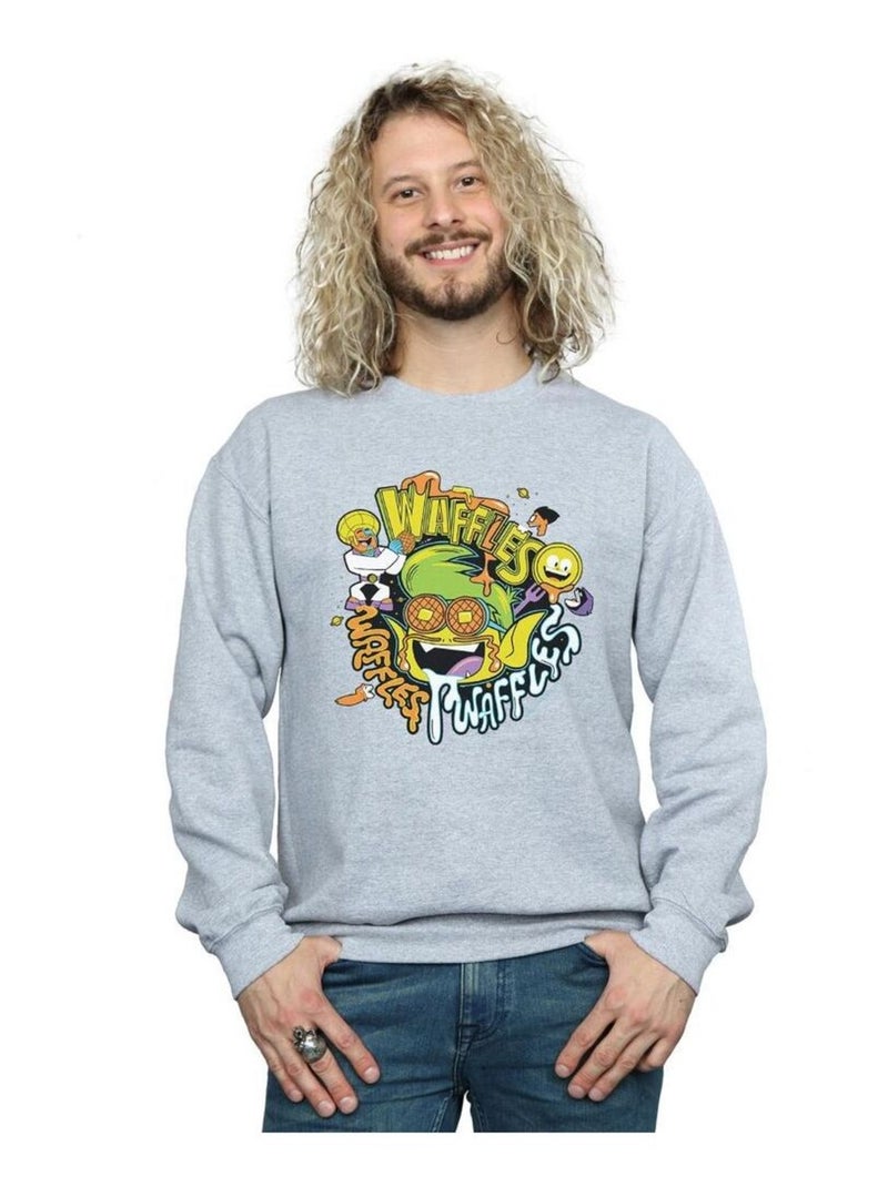 DC Comics - Sweat TEEN TITANS GO WAFFLE MANIA Gris chiné - Kiabi