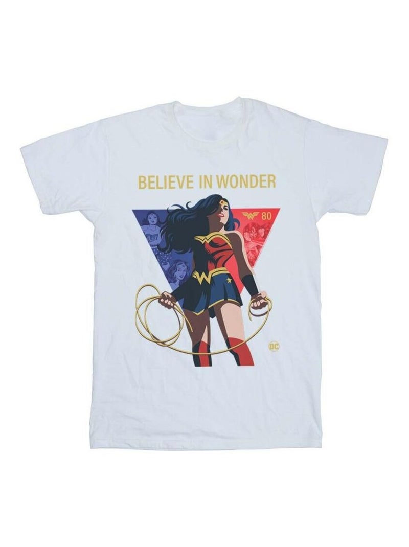 DC Comics - T-shirt 80TH ANNIVERSARY BELIEVE IN WONDER Blanc - Kiabi