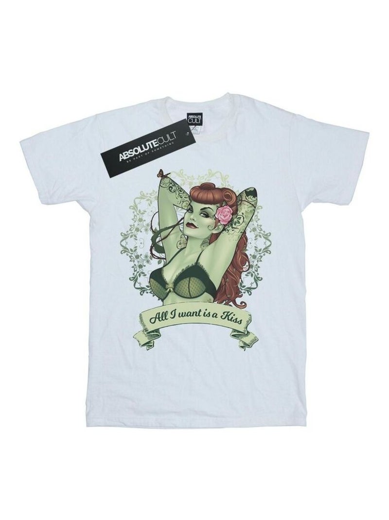 DC Comics - T-shirt ALL WANT IS A KISS Blanc - Kiabi
